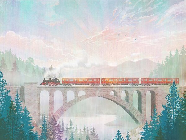 Fototapet Tren pe un pod, Fototapet designer, Fototapet populare, u64350 - Tapeko.ro