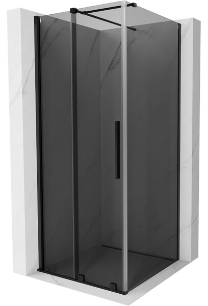 Mexen Velar, cabină de duș cu ușă glisantă 90 x 90 cm, sticlă gri 8 mm, negru mat, 871-090-090-41-70