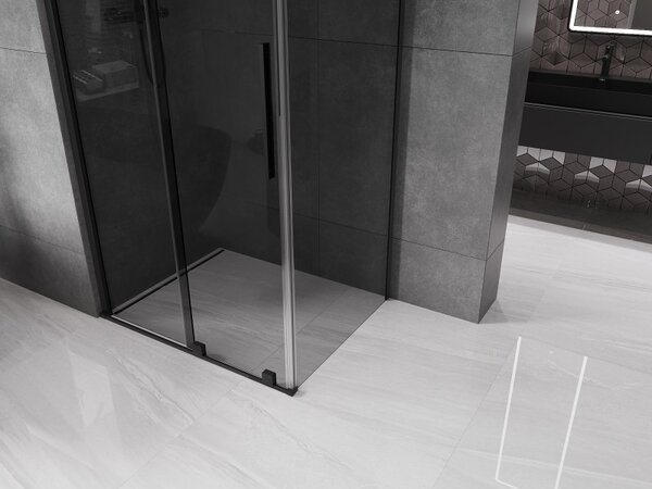 Mexen Velar, cabină de duș cu ușă glisantă 90 x 70 cm, sticlă gri 8 mm, negru mat, 871-090-070-41-70