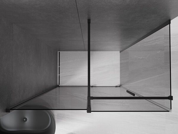Mexen Velar, cabină de duș cu ușă glisantă 150 x 90 cm, sticlă gri 8 mm, negru mat, 871-150-090-41-70