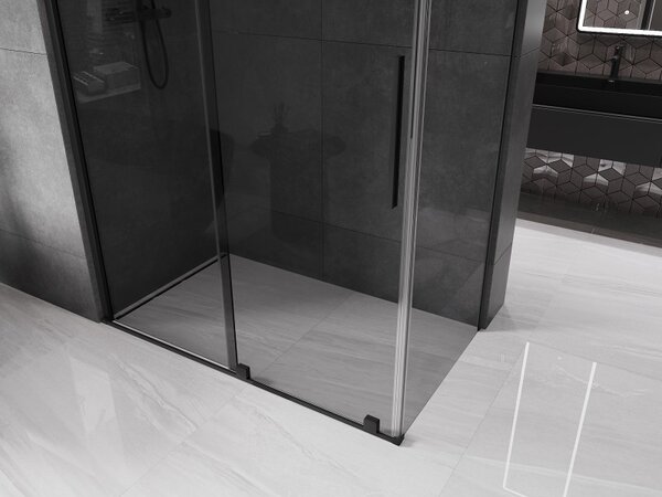 Mexen Velar, cabină de duș cu ușă glisantă 150 x 90 cm, sticlă gri 8 mm, negru mat, 871-150-090-41-70