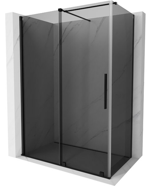Mexen Velar, cabină de duș cu ușă glisantă 150 x 90 cm, sticlă gri 8 mm, negru mat, 871-150-090-41-70