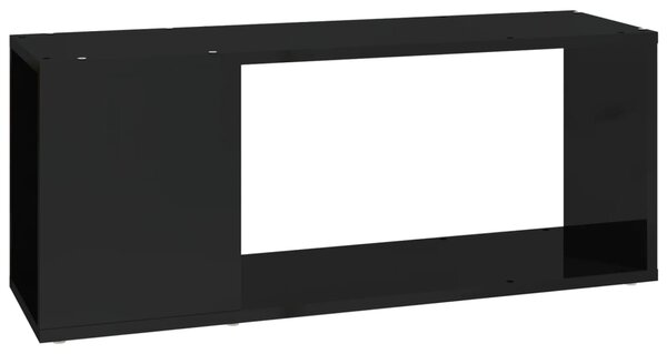 Comodă TV, negru extralucios, 80x24x32 cm, PAL