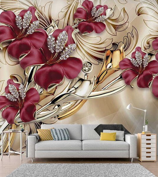 Fototapet Design floral elegant cu detalii complicate, Fototapet flori 3D, Fototapet populare, u70604 - Tapeko.ro