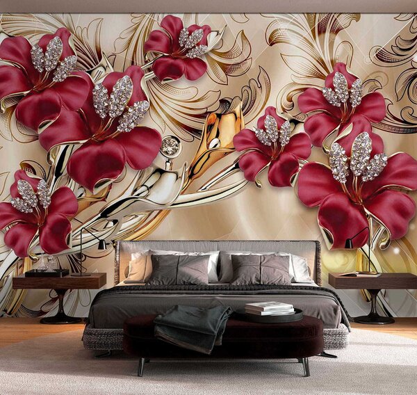 Fototapet Design floral elegant cu detalii complicate, Fototapet flori 3D, Fototapet populare, u70604 - Tapeko.ro