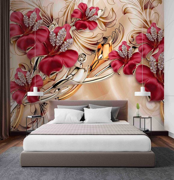 Fototapet Design floral elegant cu detalii complicate, Fototapet flori 3D, Fototapet populare, u70604 - Tapeko.ro