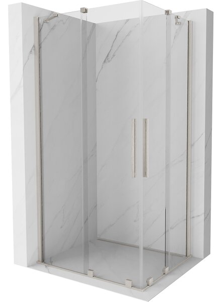 Mexen Velar Duo, cabină de duș cu ușă glisantă 100 x 90 cm, sticlă transparentă de 8 mm, oțel periat, 871-100-090-02-97