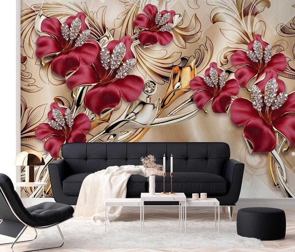 Fototapet Design floral elegant cu detalii complicate, Fototapet flori 3D, Fototapet populare, u70604 - Tapeko.ro