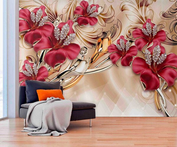 Fototapet Design floral elegant cu detalii complicate, Fototapet flori 3D, Fototapet populare, u70604 - Tapeko.ro
