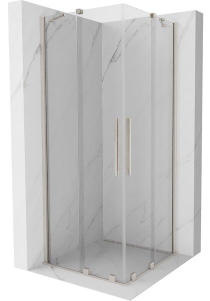 Mexen Velar Duo, cabină de duș cu ușă glisantă 90 x 90 cm, sticlă transparentă de 8 mm, oțel periat, 871-090-090-02-97