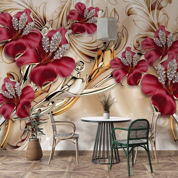 Fototapet Design floral elegant cu detalii complicate, Fototapet flori 3D, Fototapet populare, u70604 - Tapeko.ro