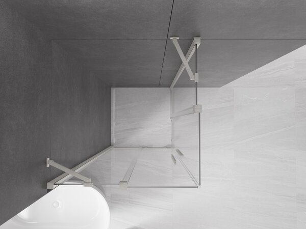 Mexen Velar Duo, cabină de duș cu ușă glisantă 90 x 90 cm, sticlă transparentă de 8 mm, oțel periat, 871-090-090-02-97