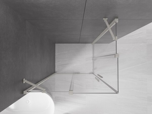 Mexen Velar Duo, cabină de duș cu ușă glisantă 100 x 90 cm, sticlă transparentă de 8 mm, oțel periat, 871-100-090-02-97