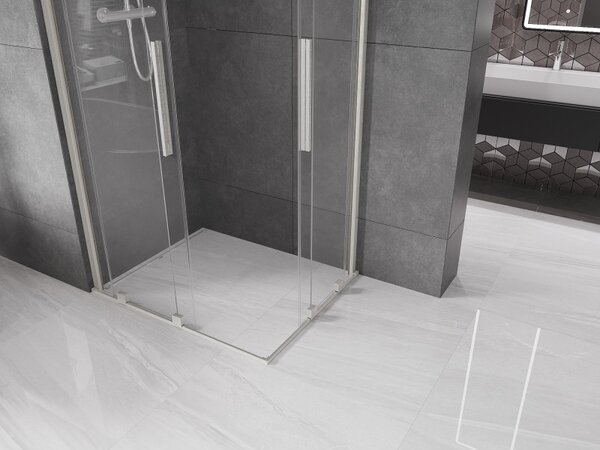 Mexen Velar Duo, cabină de duș cu ușă glisantă 100 x 90 cm, sticlă transparentă de 8 mm, oțel periat, 871-100-090-02-97