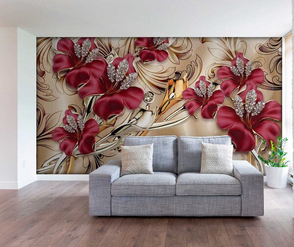 Fototapet Design floral elegant cu detalii complicate, Fototapet flori 3D, Fototapet populare, u70604 - Tapeko.ro