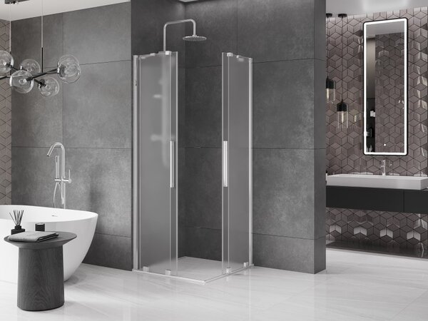 Mexen Velar Duo, cabină de duș cu ușă glisantă 80 x 80 cm, sticlă mată 8 mm, crom, 871-080-080-32-01