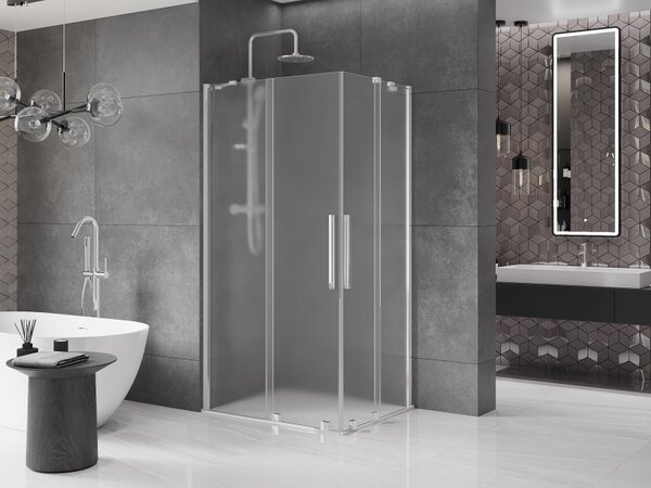 Mexen Velar Duo, cabină de duș cu ușă glisantă 90 x 80 cm, sticlă mată 8 mm, crom, 871-090-080-32-01