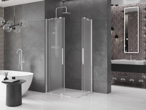 Mexen Velar Duo, cabină de duș cu ușă glisantă 90 x 80 cm, sticlă mată 8 mm, crom, 871-090-080-32-01