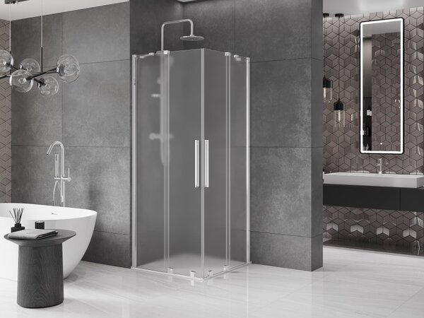 Mexen Velar Duo, cabină de duș cu ușă glisantă 80 x 80 cm, sticlă mată 8 mm, crom, 871-080-080-32-01