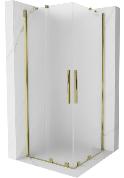 Mexen Velar Duo, cabină de duș cu ușă glisantă 100 x 100 cm, sticlă mată 8 mm, auriu lucios, 871-100-100-32-50