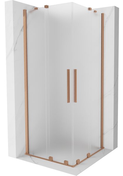 Mexen Velar Duo, cabină de duș cu ușă glisantă 80 x 80 cm, sticlă mată 8 mm, cupru mat, 871-080-080-32-65