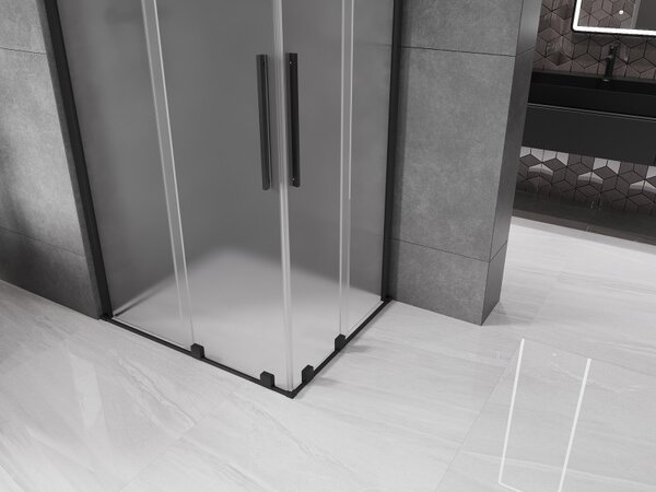 Mexen Velar Duo, cabină de duș cu ușă glisantă 90 x 80 cm, sticlă mată 8 mm, negru mat, 871-090-080-32-70