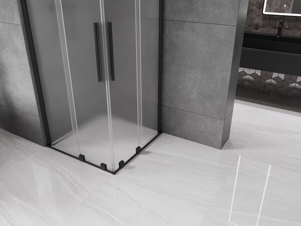 Mexen Velar Duo, cabină de duș cu ușă glisantă 80 x 80 cm, sticlă mată 8 mm, negru mat, 871-080-080-32-70
