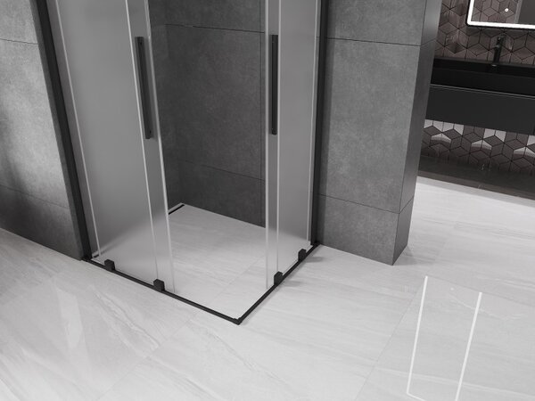 Mexen Velar Duo, cabină de duș cu ușă glisantă 90 x 80 cm, sticlă mată 8 mm, negru mat, 871-090-080-32-70