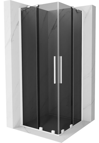 Mexen Velar Duo, cabină de duș cu ușă glisantă 100 x 100 cm, sticlă gri 8 mm, alb mat, 871-100-100-42-20