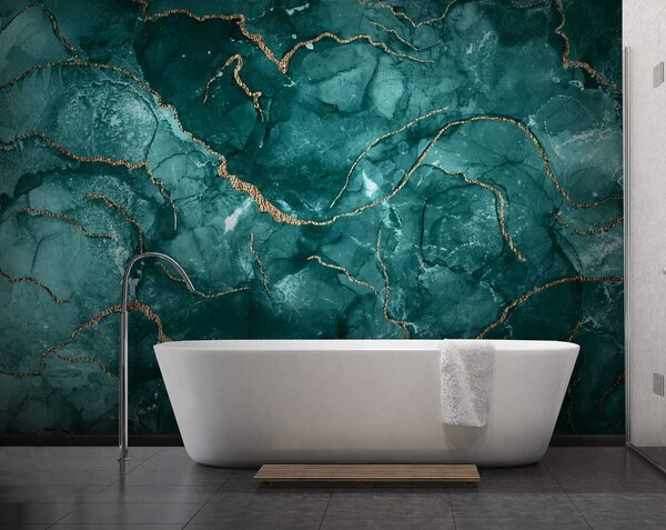 Fototapet Design elegant cu accente teal și calde, Fototapet marmură, Fototapet populare, u70782 - Tapeko.ro