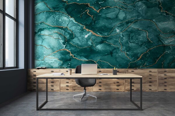 Fototapet Design elegant cu accente teal și calde, Fototapet marmură, Fototapet populare, u70782 - Tapeko.ro