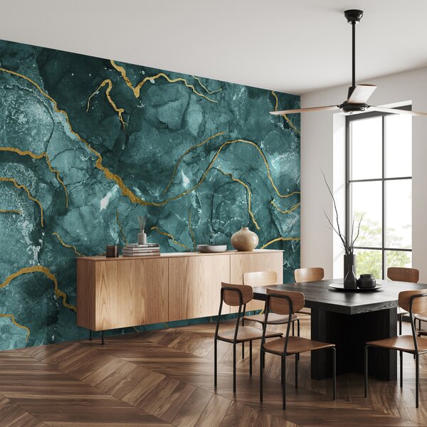 Fototapet Design elegant cu accente teal și calde, Fototapet marmură, Fototapet populare, u70782 - Tapeko.ro