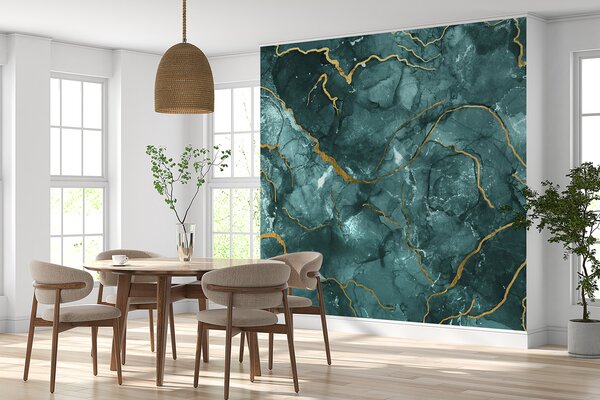 Fototapet Design elegant cu accente teal și calde, Fototapet marmură, Fototapet populare, u70782 - Tapeko.ro