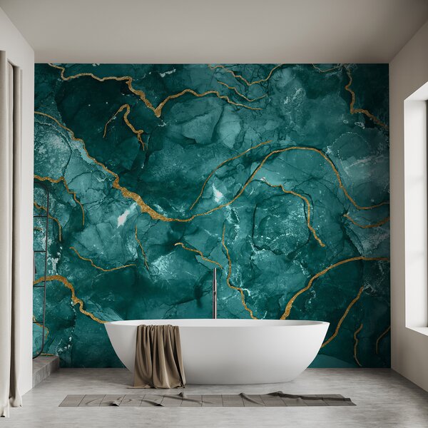 Fototapet Design elegant cu accente teal și calde, Fototapet marmură, Fototapet populare, u70782 - Tapeko.ro