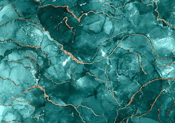 Fototapet Design elegant cu accente teal și calde, Fototapet marmură, Fototapet populare, u70782 - Tapeko.ro