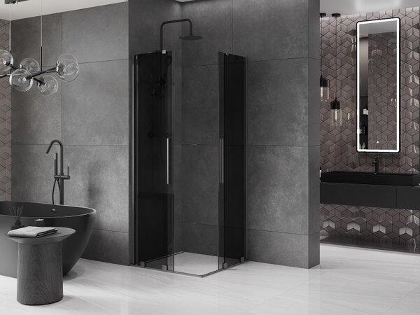 Mexen Velar Duo, cabină de duș cu ușă glisantă 100 x 100 cm, sticlă gri 8 mm, grafit lustruit, 871-100-100-42-66