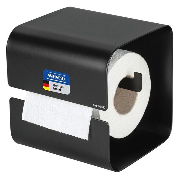 Suport pentru hârtie igienică negru autoadeziv cu Turbo-Loc din oțel Lizan – Wenko
