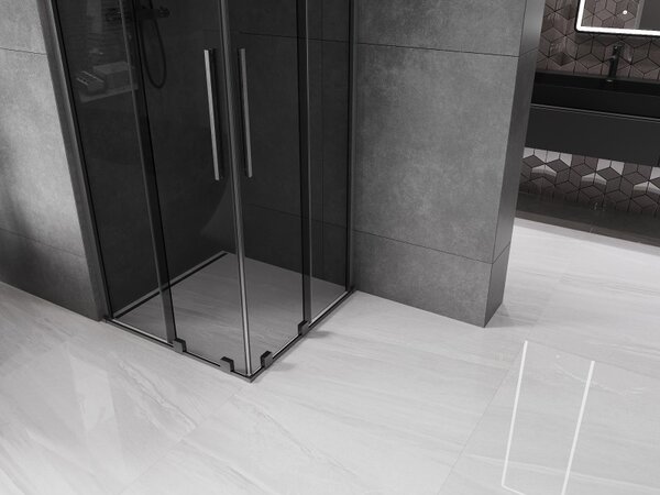 Mexen Velar Duo, cabină de duș cu ușă glisantă 100 x 100 cm, sticlă gri 8 mm, grafit lustruit, 871-100-100-42-66
