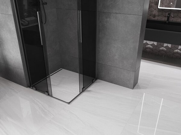 Mexen Velar Duo, cabină de duș cu ușă glisantă 100 x 100 cm, sticlă gri 8 mm, grafit lustruit, 871-100-100-42-66