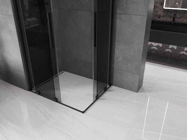 Mexen Velar Duo, cabină de duș cu ușă glisantă 90 x 80 cm, sticlă gri 8 mm, negru mat, 871-090-080-42-70