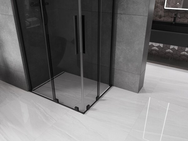 Mexen Velar Duo, cabină de duș cu ușă glisantă 90 x 80 cm, sticlă gri 8 mm, negru mat, 871-090-080-42-70