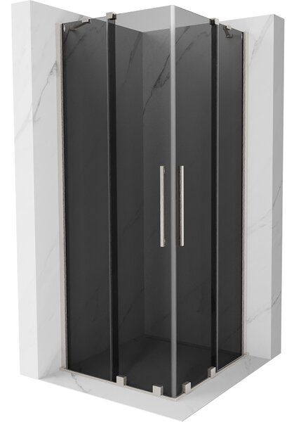 Mexen Velar Duo, cabină de duș cu ușă glisantă 80 x 80 cm, sticlă gri 8 mm, oțel periat, 871-080-080-42-97