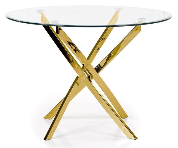 Masă Houston 1130Auriu, 7cm, Sticlă călită, Metal