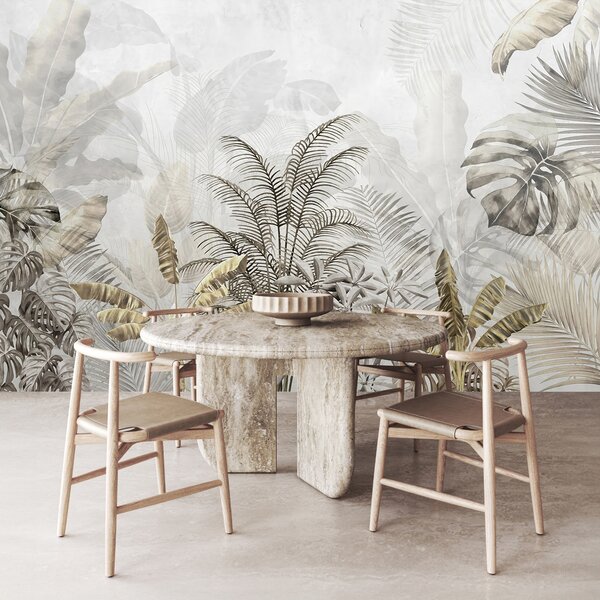 Fototapet Frunze tropicale în siluetă moale, Fototapet designer, Fototapet populare, u71284 - Tapeko.ro
