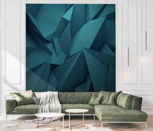 Fototapet Forme poligonale albastre, Fototapet geometric 3D, Fototapet populare, u71598 - Tapeko.ro