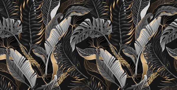 Fototapet Frunziș tropical luxuriant cu accente strălucitoare, Fototapet frunze, Fototapet populare, u71889 - Tapeko.ro