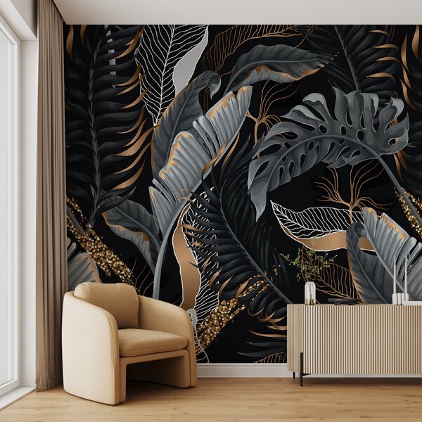 Fototapet Frunziș tropical luxuriant cu accente strălucitoare, Fototapet frunze, Fototapet populare, u71889 - Tapeko.ro