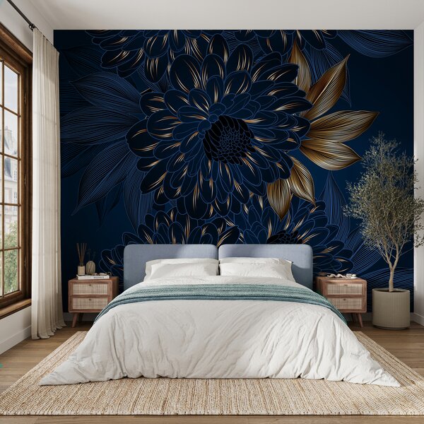 Fototapet Design floral elegant pe fundal închis, Fototapet flori 3D, Fototapet populare, u72140 - Tapeko.ro