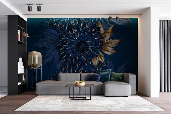 Fototapet Design floral elegant pe fundal închis, Fototapet flori 3D, Fototapet populare, u72140 - Tapeko.ro
