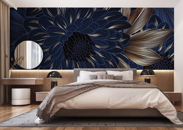 Fototapet Design floral elegant pe fundal închis, Fototapet flori 3D, Fototapet populare, u72140 - Tapeko.ro